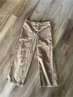 Wide Leg Tan Cargo Style Pants 100% cotton
